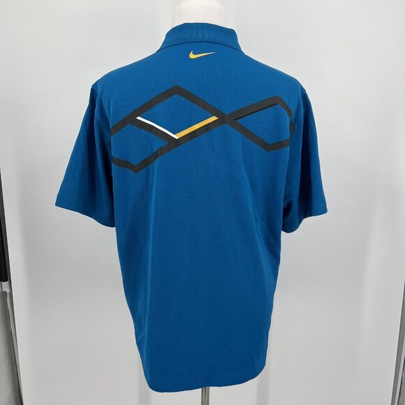 Nike Golf Dri-Fit Mens Polo Shirt Blue W/ Graphic Design Size Large - Picture 7 of 8